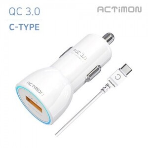 폰시즌,☞ C차-01 ☜ [C타입] 엑티몬 차량용 QC 3.0 18W 고속 충전기 USB1구  / MON-CQ1-301-CP