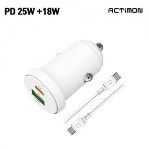 폰시즌,* C차-34 * [C타입+USB] 엑티몬 차량용 PD 25W 초고속 + 18W 고속 충전기 (C to C) / MON-CAR-PD25-CU-CP